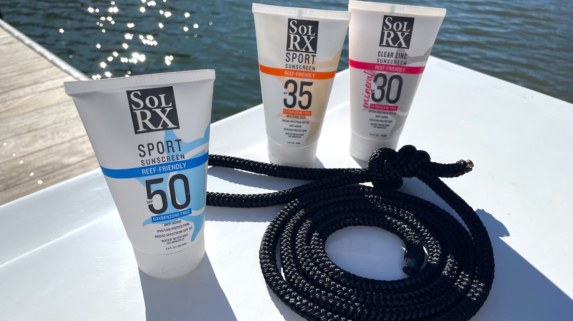 SolRX broad spectrum sunscreen protecting against UVA aging rays and UVB burning rays for complete daily skin defense