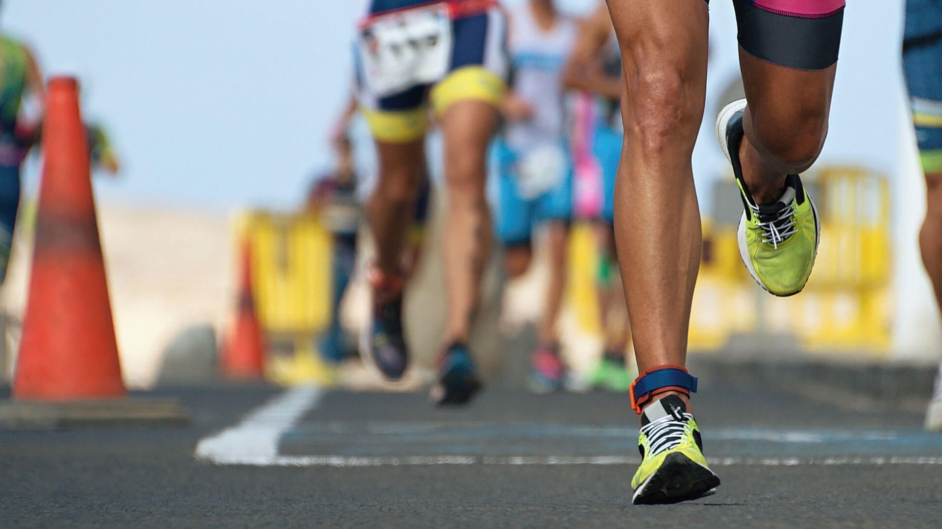 Triathletes with SolRX sunscreen applied for race day protection