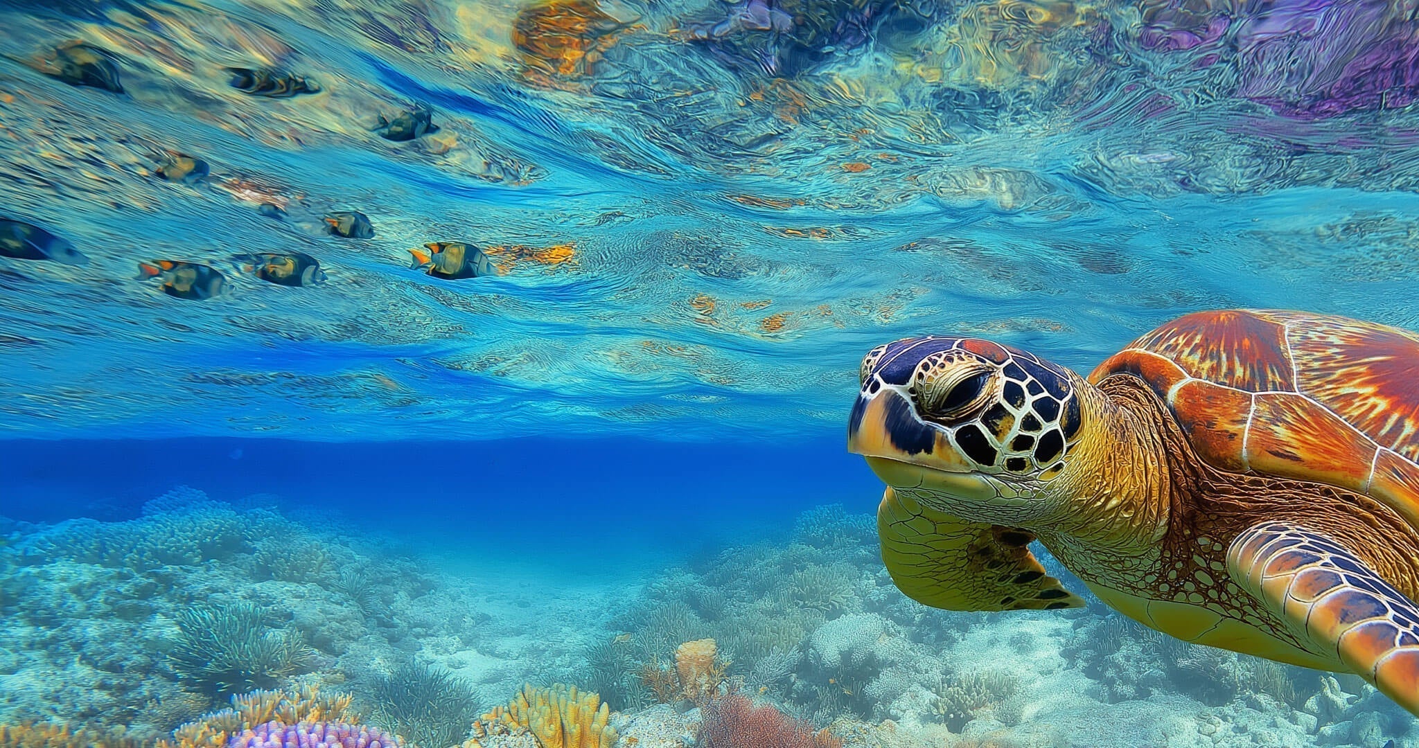 Healthy coral reef underwater representing the marine ecosystems that reef safe SolRX sunscreen helps protect