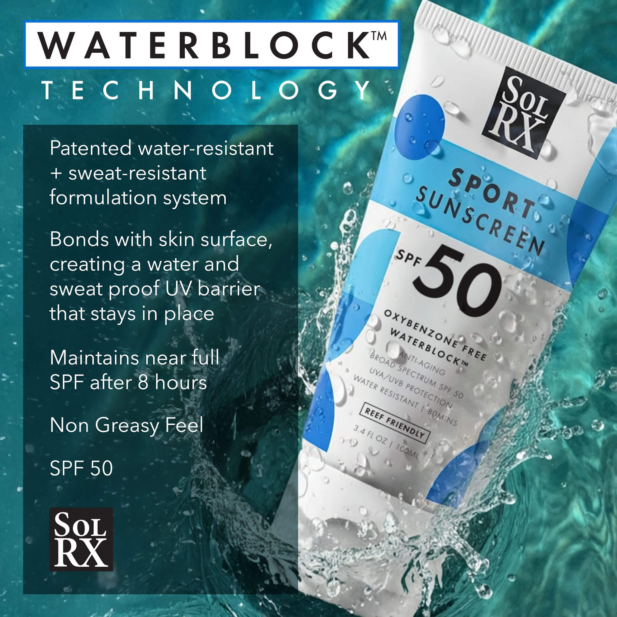 SPF 50 Waterblock Lotion | 8-Hour Water Resistance | SolRX – SolRX