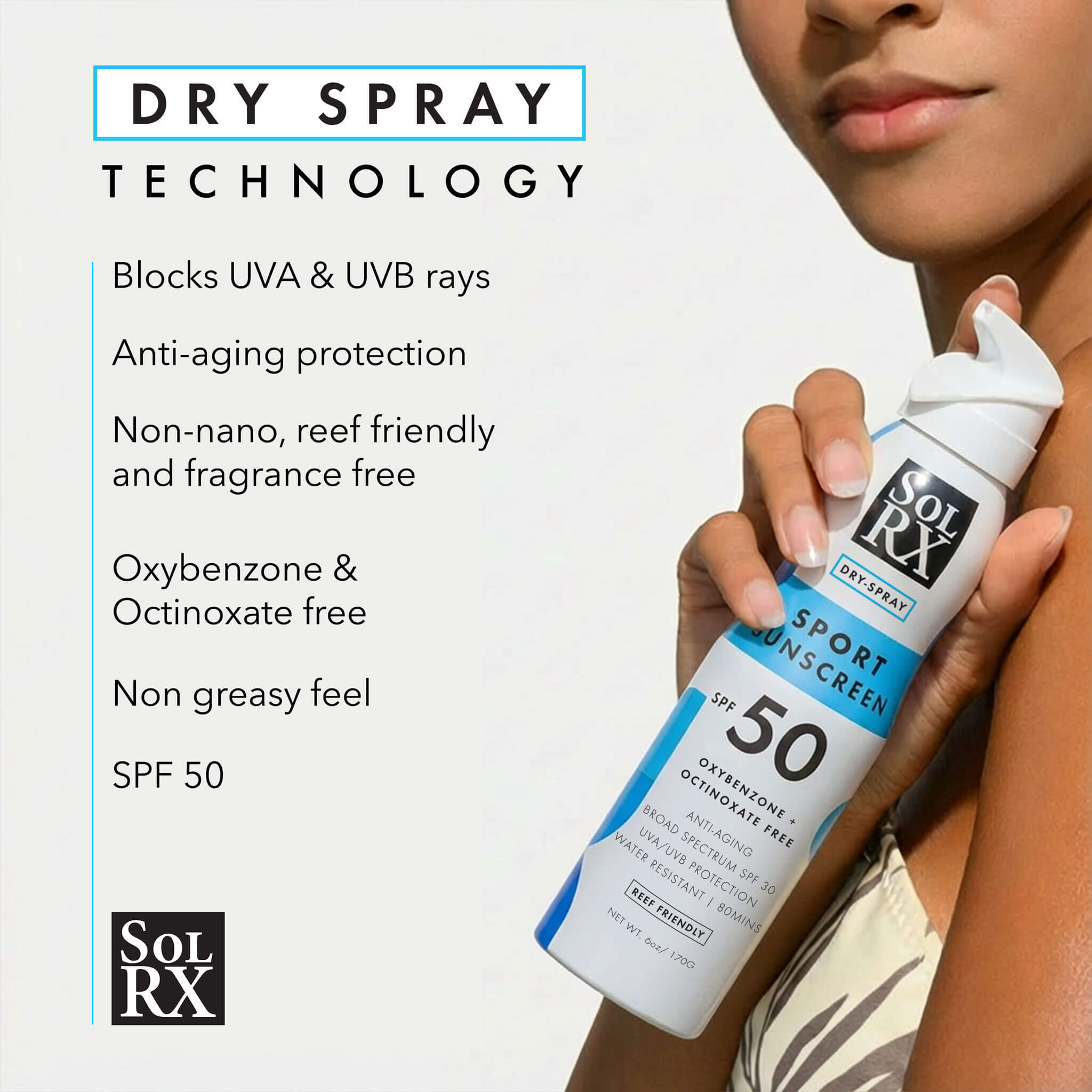 SPF 50 Spray Sunscreen | Reef-Safe | Active Protection | SolRX
