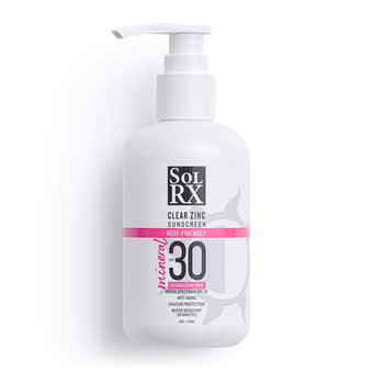 SolRX Mineral SPF 30 zinc sunscreen 16oz pump reef safe water resistant oxybenzone free bulk value