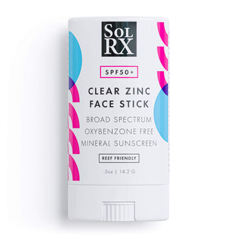  SolRX Clear Zinc SPF 50 face stick mineral sunscreen no white cast mess free travel size 0.5oz
