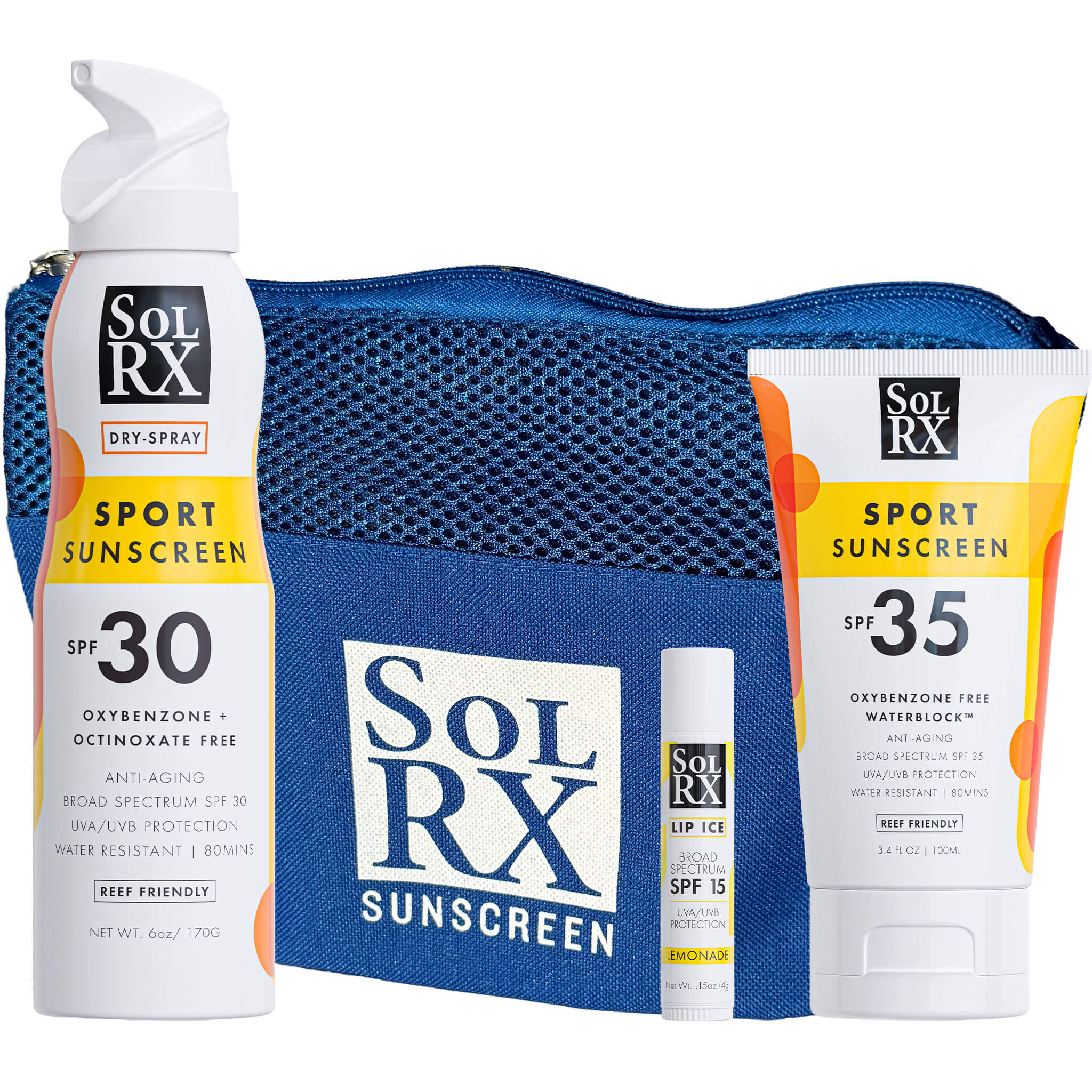 SPF 50 Waterblock Bundle | Spray, Lotion & Lip Balm | SolRX