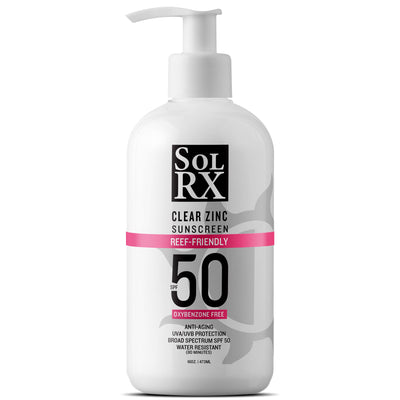 SolRX Sport Sunscreen mineral zinc reef friendly anti-aging oxybenzone free spf 50 pump
