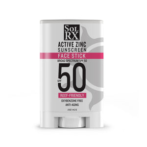 SolRX Sport Sunscreen face stick active zinc reef friendly anti-aging broad spectrum spf 50